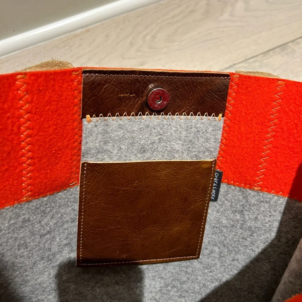 Graf & Lantz Jaunt Tote Granite / Orange / Sienna Leather - Picture 4 of 8